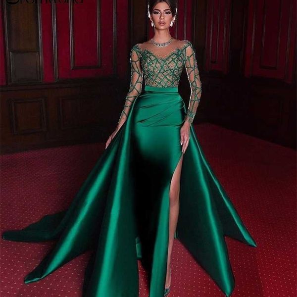 party dresses elegant mermaid evening dresses emerald green formal dress full long sleeves satin slit beads party prom gowns 220923, White;black
party dresses elegant mermaid evening dresses emerald green formal dress full long sleeves satin slit beads party prom gowns 220923, White;black