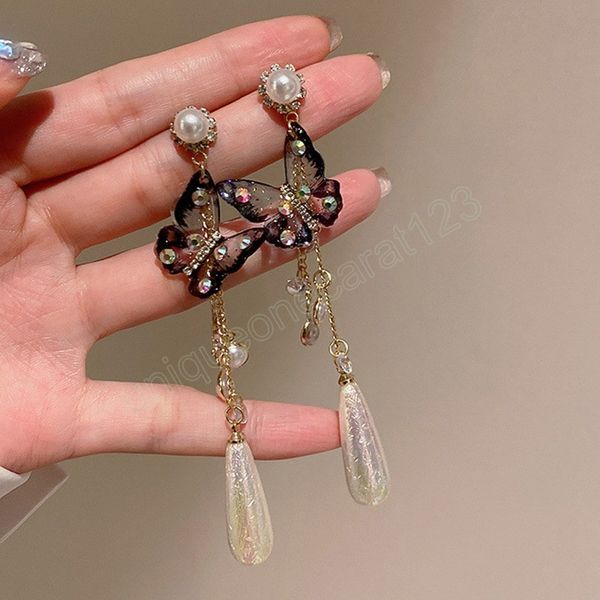diamond gradient butterfly tassel imitation pearl dangle earrings women personality temperament all-match fashion classic luxury long earrin, Silver
diamond gradient butterfly tassel imitation pearl dangle earrings women personality temperament all-match fashion classic luxury long earrin, Silver
