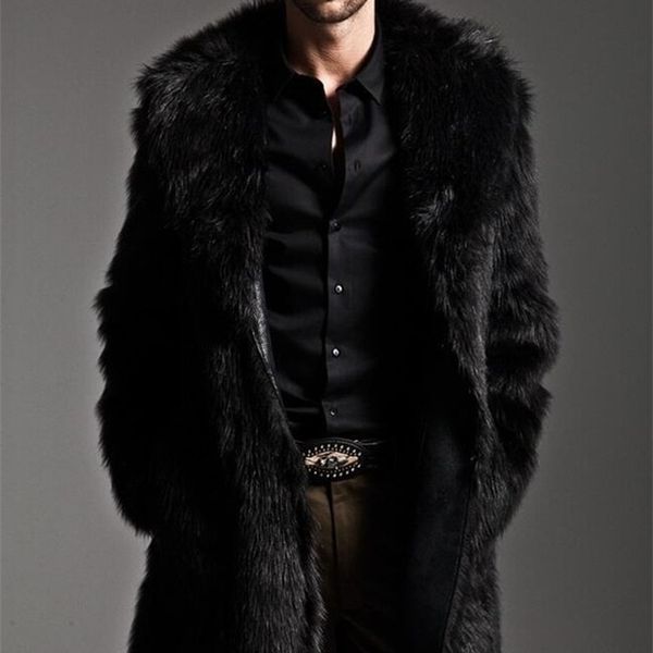 men's fur faux autumn and winter large lapel long jacket fashion thicken overcoat mens clothing 220924, Black
men's fur faux autumn and winter large lapel long jacket fashion thicken overcoat mens clothing 220924, Black