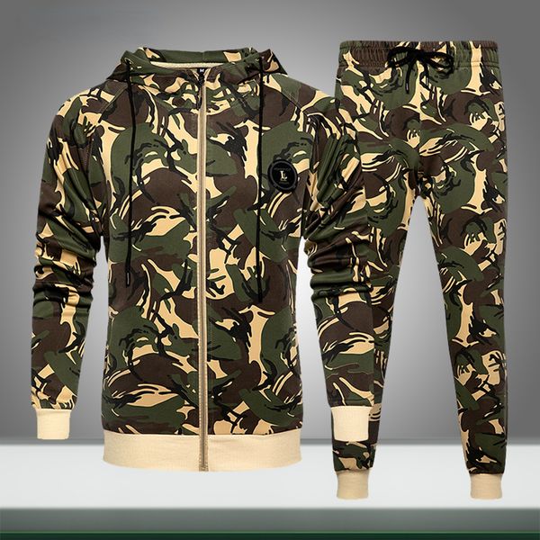 men casual tracksuit autumn new camouflage sets harajuku jacket pants 2 piece men s sportswear hooded sporting suit zipper, Gray
men casual tracksuit autumn new camouflage sets harajuku jacket pants 2 piece men s sportswear hooded sporting suit zipper, Gray