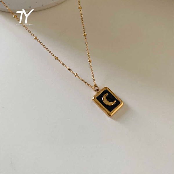 classic design golden moon rectangular pendant titanium steel necklace for woman korean fashion jewelry girl's clavicle chain, Silver
classic design golden moon rectangular pendant titanium steel necklace for woman korean fashion jewelry girl's clavicle chain, Silver