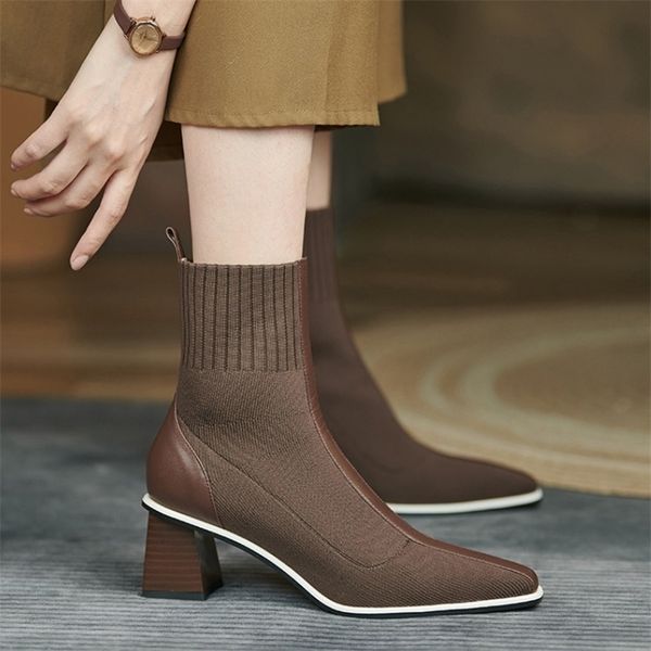 boots high heeled ankle women autumn winter retro knitted elastic stockings thick heel pointed thin 220924, Black
boots high heeled ankle women autumn winter retro knitted elastic stockings thick heel pointed thin 220924, Black