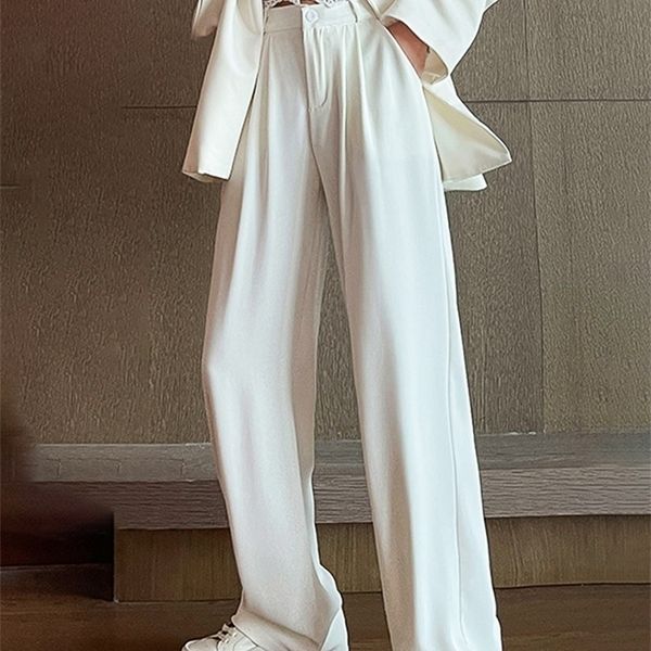 women's pants capris high waist wide leg women elastic floor length oversized casual trousers summer autumn black white suit 220922
women's pants capris high waist wide leg women elastic floor length oversized casual trousers summer autumn black white suit 220922
