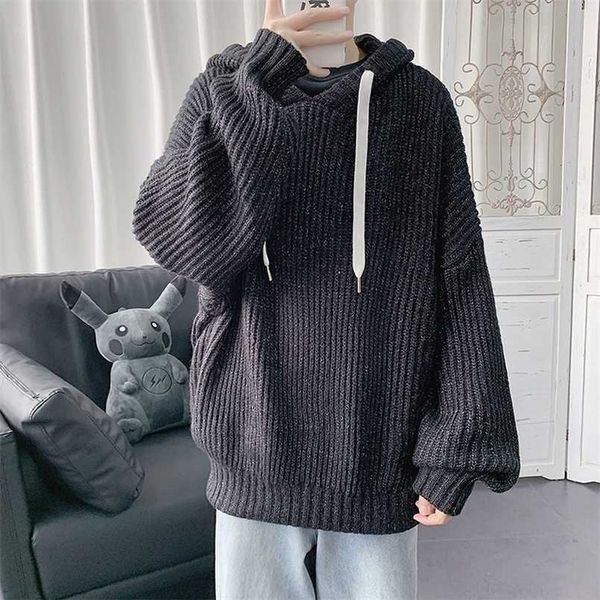 men's sweaters hooded men pullover knitted oversized streetwear korean fashion loose fit long sleeve shirts 220923, White;black
men's sweaters hooded men pullover knitted oversized streetwear korean fashion loose fit long sleeve shirts 220923, White;black