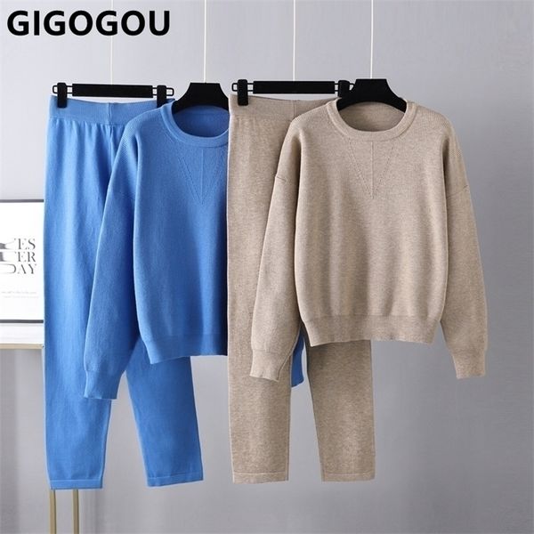 women's two piece pants gigogou basic knit women winter tracksuit two piece autumn fashion casual pant set thick warm lady sweater suit, White
women's two piece pants gigogou basic knit women winter tracksuit two piece autumn fashion casual pant set thick warm lady sweater suit, White