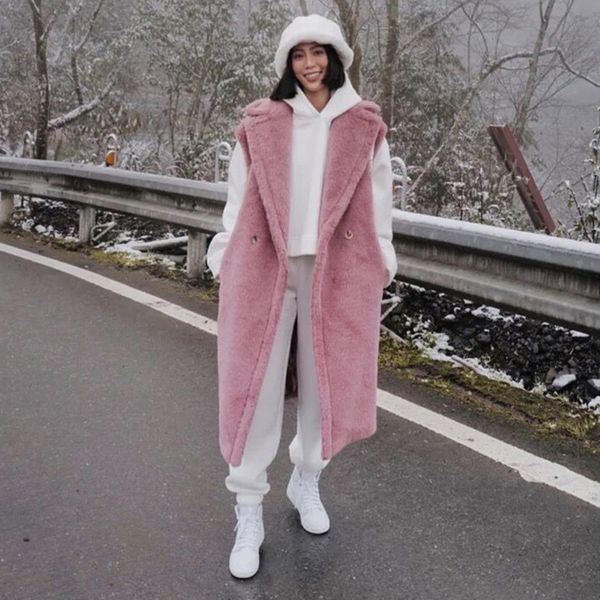 women s fur faux winter coat real wool alpaca teddy bear vest women thick jacket short outerwear lady streetwear s3578a 220926, Black
women s fur faux winter coat real wool alpaca teddy bear vest women thick jacket short outerwear lady streetwear s3578a 220926, Black