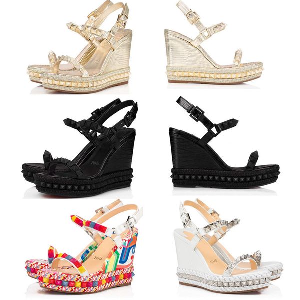 luxury woman sandal wedge high heels espadrille wedges reds sole sandals pyraclou studded ankle strap womens dress party gift with box, Black
luxury woman sandal wedge high heels espadrille wedges reds sole sandals pyraclou studded ankle strap womens dress party gift with box, Black