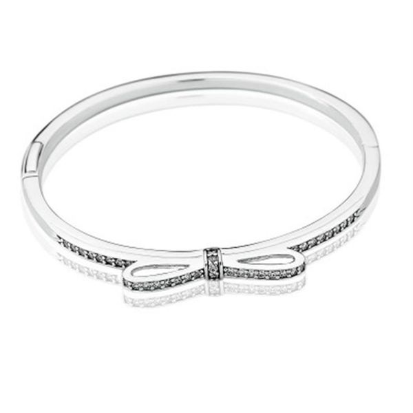 925 sterling silver sparkling bow bangle bracelet original box for pandora cz diamond women weddnig gift jewelry bracelets 3 k2218a, Black
925 sterling silver sparkling bow bangle bracelet original box for pandora cz diamond women weddnig gift jewelry bracelets 3 k2218a, Black