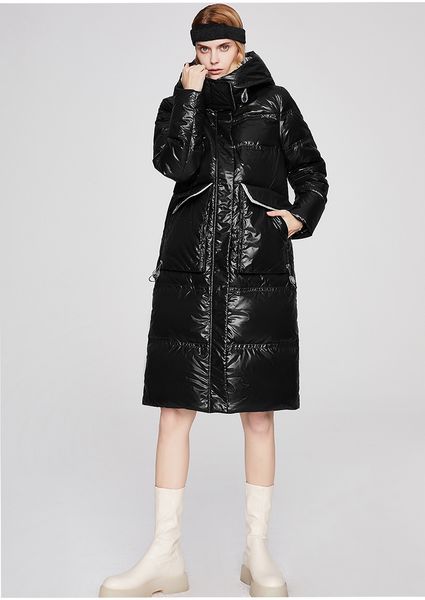 down jacket womens winter hooded high-end big brand thick white duck-down mid-length coat, Black
down jacket womens winter hooded high-end big brand thick white duck-down mid-length coat, Black