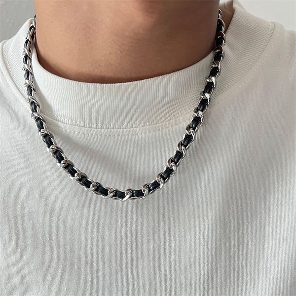 vintage leather wrapped cuban chain necklace net celebrity design clavicle chain hip hop fashion versatile jewelry accessories, Silver
vintage leather wrapped cuban chain necklace net celebrity design clavicle chain hip hop fashion versatile jewelry accessories, Silver