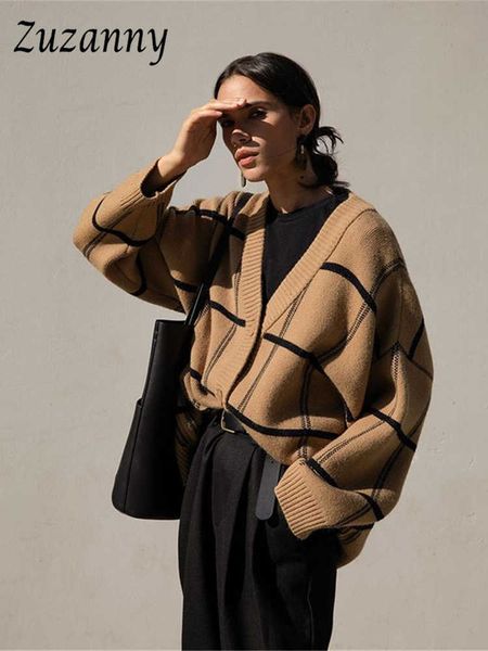 women's sweaters zuzanny plaid oversized knitted cardigan sweater women's brown v neck long sleeve casual autumn winter jumpers sw, White;black
women's sweaters zuzanny plaid oversized knitted cardigan sweater women's brown v neck long sleeve casual autumn winter jumpers sw, White;black