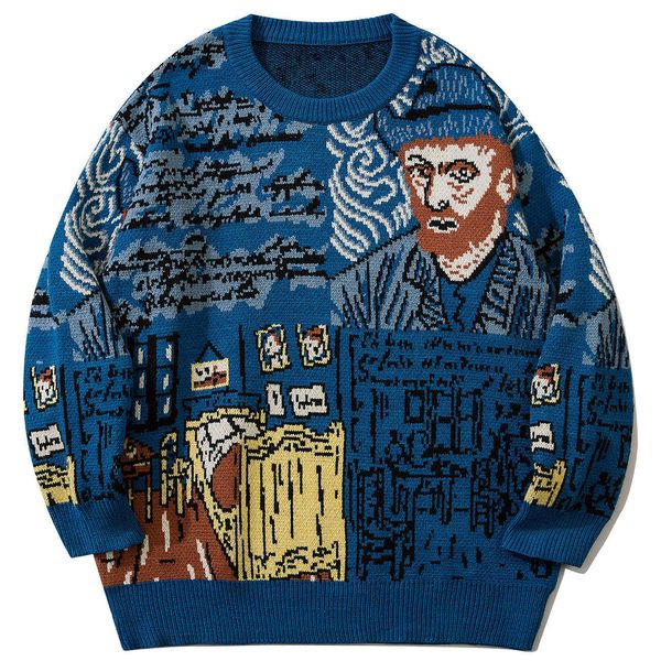 men's sweaters harajuku van gogh oil painting men knitted autumn winter casual cotton pullover streetwear 220923, White;black
men's sweaters harajuku van gogh oil painting men knitted autumn winter casual cotton pullover streetwear 220923, White;black
