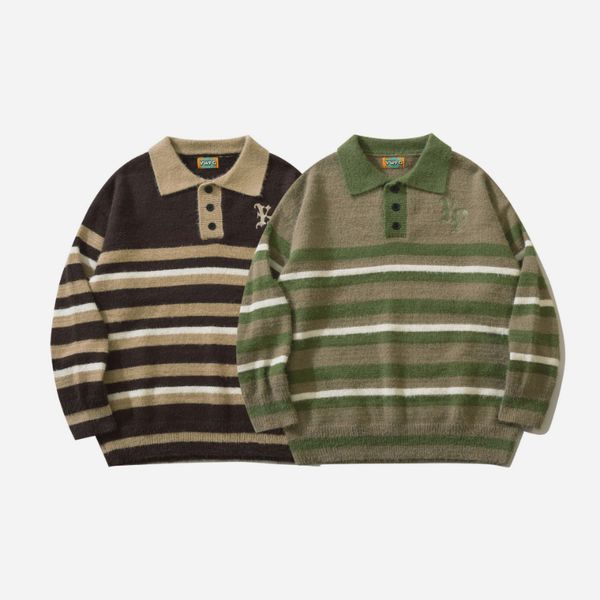 men's sweaters vintage japanese pullover men striped patchwork sweater loose causal polo couple knitted autumn winter jumpers 220923, White;black
men's sweaters vintage japanese pullover men striped patchwork sweater loose causal polo couple knitted autumn winter jumpers 220923, White;black