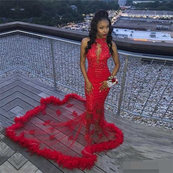 party dresses eightale feather prom dresses halter appliques custom made mermaid evening dress red long train party gowns 220923, White;black
party dresses eightale feather prom dresses halter appliques custom made mermaid evening dress red long train party gowns 220923, White;black