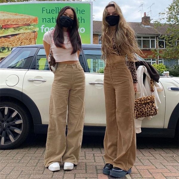 women's pants capris retro women jeans y2k brown wide leg corduroy baggy 90s solid high waist street style trousers comfortable 220922, Black;white
women's pants capris retro women jeans y2k brown wide leg corduroy baggy 90s solid high waist street style trousers comfortable 220922, Black;white