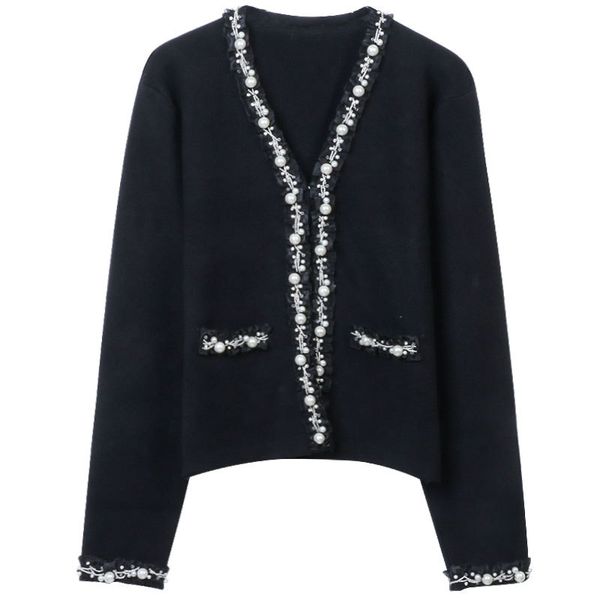 901 2022 runway autumn women's sweaters brand same style v neck long sleeve cardigan beads women's mingmei, White;black
901 2022 runway autumn women's sweaters brand same style v neck long sleeve cardigan beads women's mingmei, White;black