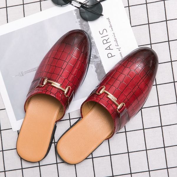 Fashion Half Drag Men Shoes Stone Pattern PU Round Head Metal Decoration Slip-on Toe Open Heel Comfortable Casual Daily AD226, Clear
Fashion Half Drag Men Shoes Stone Pattern PU Round Head Metal Decoration Slip-on Toe Open Heel Comfortable Casual Daily AD226, Clear