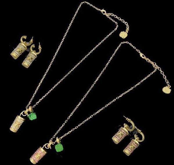 ice cream colored diamonds pendants necklace stud earring sets women's brass 18k gold plated medusa head ladies designer jewelry ms12 -, Black
ice cream colored diamonds pendants necklace stud earring sets women's brass 18k gold plated medusa head ladies designer jewelry ms12 -, Black