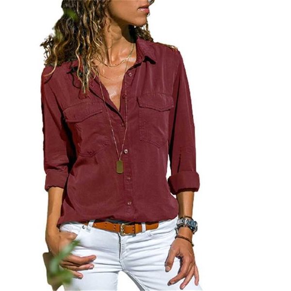 women's blouses shirts autumn woman pocket office blouse plus size lapel long sleeve slim buttons shirt ladies black pink femininas s5, White
women's blouses shirts autumn woman pocket office blouse plus size lapel long sleeve slim buttons shirt ladies black pink femininas s5, White