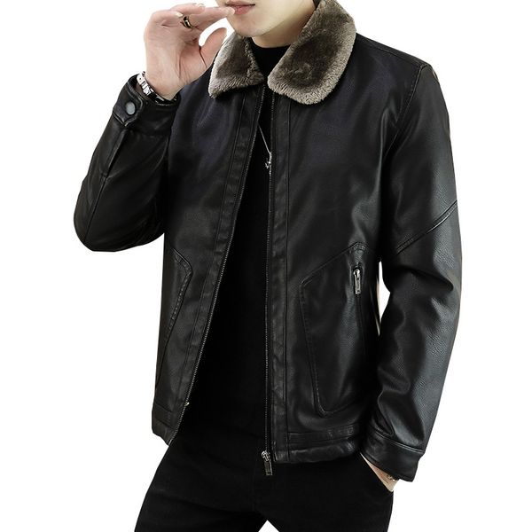 men pu leather jacket thick fleece winter coat male slim fit windproof leather motorcycle jackets, Black
men pu leather jacket thick fleece winter coat male slim fit windproof leather motorcycle jackets, Black