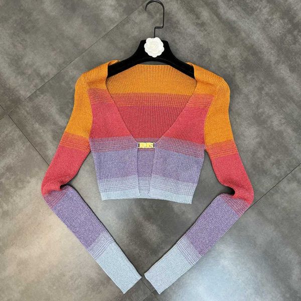 women's sweaters new 2022 collection long sleeve metal buckle v neck gradient color knitted cardigans women thin sweater gf470 t220925, White;black
women's sweaters new 2022 collection long sleeve metal buckle v neck gradient color knitted cardigans women thin sweater gf470 t220925, White;black