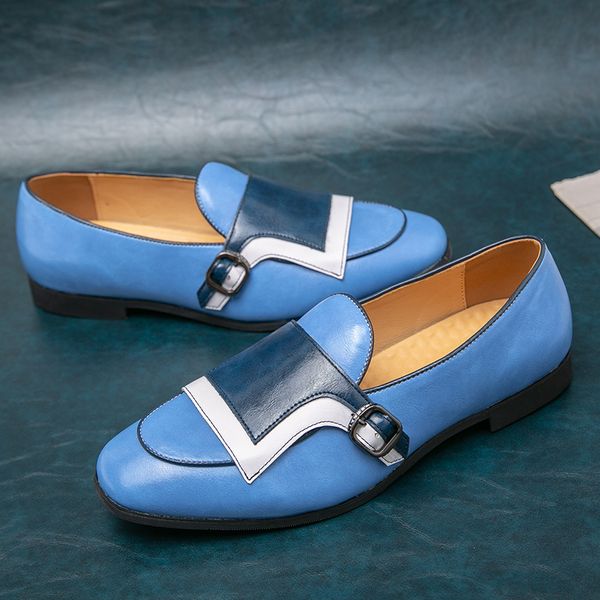 Monk Loafers Men Shoes Personality Color Matching Stitching PU Side Buckle One Pedal Business Casual Wedding Nightclub Party Daily AD264, Clear
Monk Loafers Men Shoes Personality Color Matching Stitching PU Side Buckle One Pedal Business Casual Wedding Nightclub Party Daily AD264, Clear