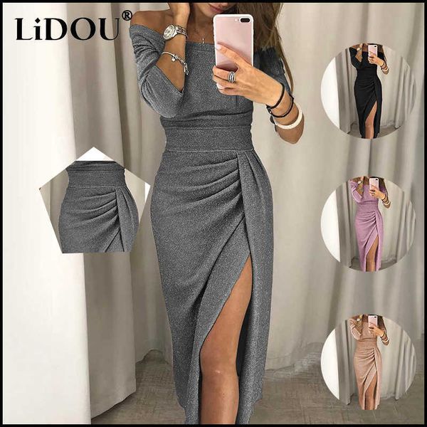casual dresses 2022 club high waist party dresses off shoulder evening long dress elegant lady vestidos spring summer solid women's tun, Black;gray
casual dresses 2022 club high waist party dresses off shoulder evening long dress elegant lady vestidos spring summer solid women's tun, Black;gray