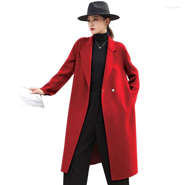 women's wool elegant high-end double-sided woolen trench 2022 women autumn winter coats lady slim all-match cashmere coat f243, Black
women's wool elegant high-end double-sided woolen trench 2022 women autumn winter coats lady slim all-match cashmere coat f243, Black