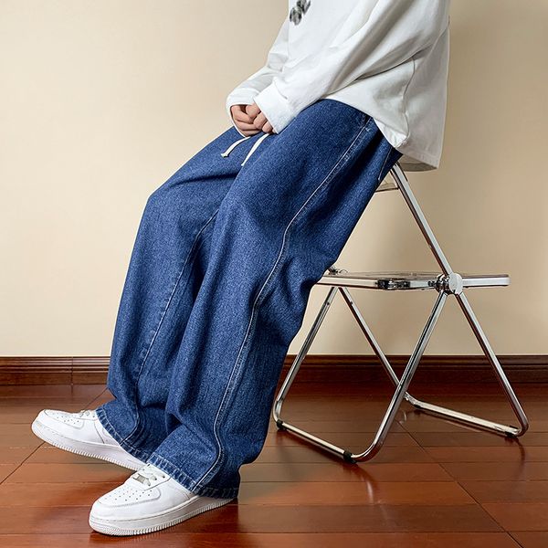 men's jeans korean fashion wide leg streetwear drawstring design baggy loose straight denim pants light blue black 220927
men's jeans korean fashion wide leg streetwear drawstring design baggy loose straight denim pants light blue black 220927