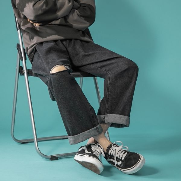 men's jeans spring autumn black ripped wide leg korean style streetwear baggy ankle length pants male brand clothing 220927, Blue
men's jeans spring autumn black ripped wide leg korean style streetwear baggy ankle length pants male brand clothing 220927, Blue