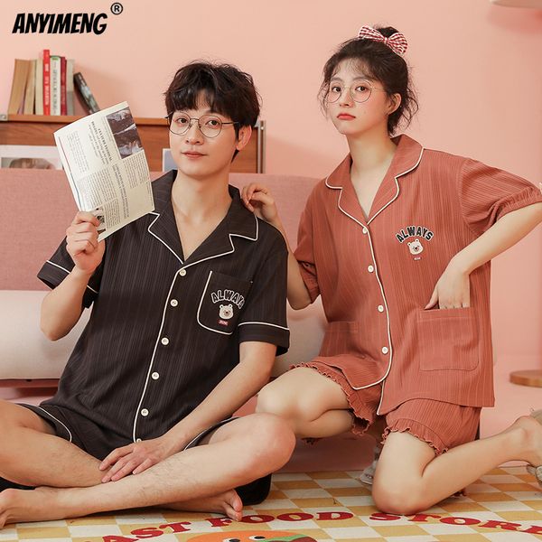 men's sleepwear summer couple pajama sets kawaii cartoon bear printing shorts 3xl fashion soft cotton turndown collar sleepwear for lov, Black;brown
men's sleepwear summer couple pajama sets kawaii cartoon bear printing shorts 3xl fashion soft cotton turndown collar sleepwear for lov, Black;brown
