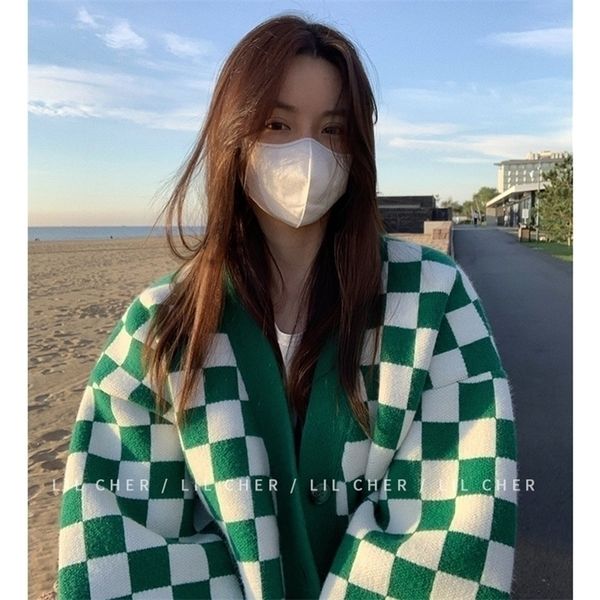 womens knits tees winter women green sweater coat checkerboard singlebreasted korean fashion lazy wind loose outerwear long sleeves knitting, White
womens knits tees winter women green sweater coat checkerboard singlebreasted korean fashion lazy wind loose outerwear long sleeves knitting, White