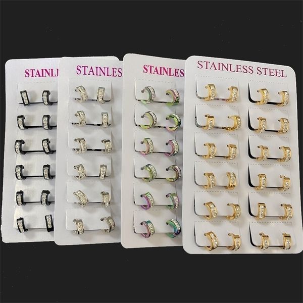 hoop huggie 12 pairs/lot punk crystal small stainless steel earrings for women men's jewelry wholesale 220924, Golden;silver
hoop huggie 12 pairs/lot punk crystal small stainless steel earrings for women men's jewelry wholesale 220924, Golden;silver