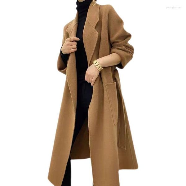 women's trench coats 2022 autumn winter high-end woolen coat elegant women casual mid-length slim loose wool overcoat female f341, Tan;black
women's trench coats 2022 autumn winter high-end woolen coat elegant women casual mid-length slim loose wool overcoat female f341, Tan;black
