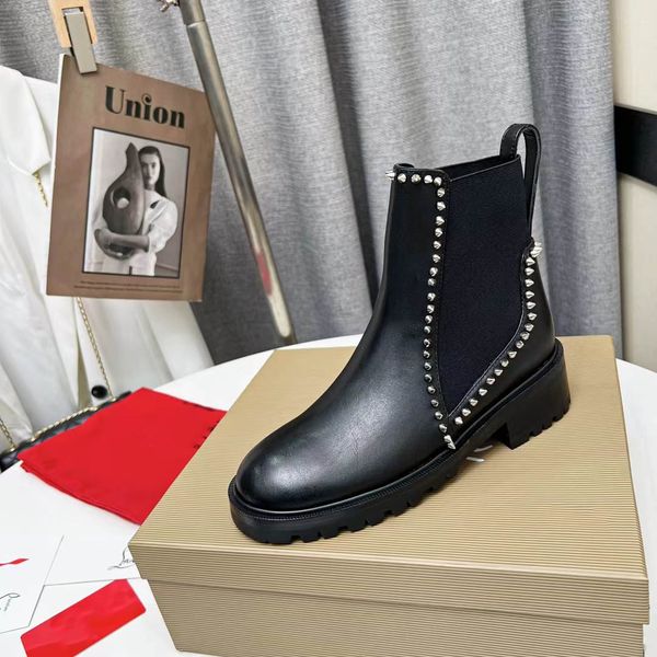 winter booties designer round toe flat leather chelsea black rivets non-slip rubber sole fashion boots 35-41 with box
winter booties designer round toe flat leather chelsea black rivets non-slip rubber sole fashion boots 35-41 with box