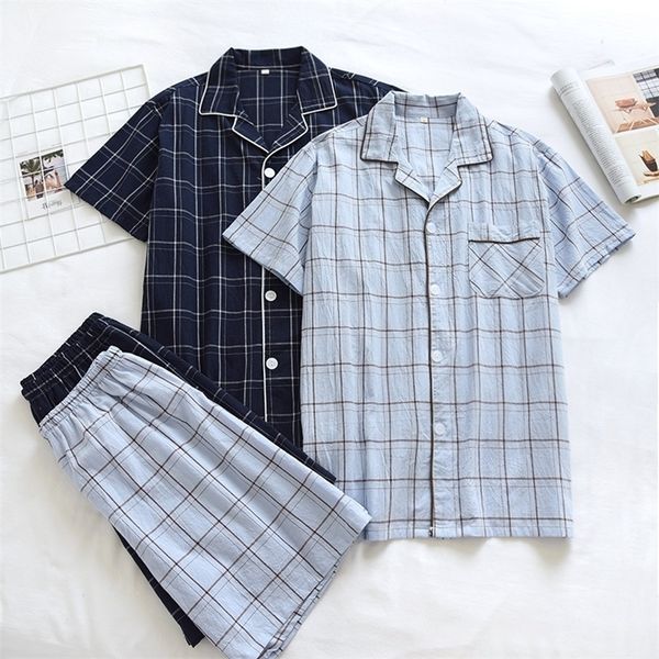 men's sleepwear summer men's 100 cotton pajamas twopiece large size thin shortsleeved shorts plaid casual home service set sleep w, Black;brown
men's sleepwear summer men's 100 cotton pajamas twopiece large size thin shortsleeved shorts plaid casual home service set sleep w, Black;brown