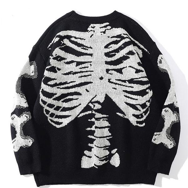 men's sweaters men oversized sweater black loose skeleton bone print women vintage retro knitted sweater autumn cotton pullover 220926, White;black
men's sweaters men oversized sweater black loose skeleton bone print women vintage retro knitted sweater autumn cotton pullover 220926, White;black