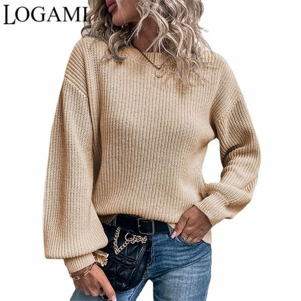 womens sweaters logami autumn winter round neck pullover women lantern sleeve sweater woman knitwear 220923, White;black
womens sweaters logami autumn winter round neck pullover women lantern sleeve sweater woman knitwear 220923, White;black