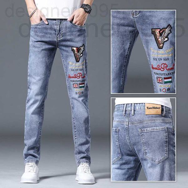men's jeans designer spring and summer style personality popular versatile embroidered jeans for men korean version slim fashion light, Blue
men's jeans designer spring and summer style personality popular versatile embroidered jeans for men korean version slim fashion light, Blue