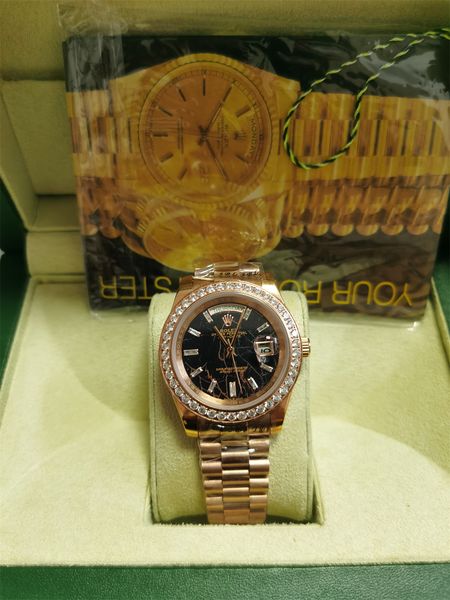 with original box luxury watches 41mm mens 18k yellow gold black dial bigger diamond automatic fashion brand men's watch wristwatch 202, Slivery;brown
with original box luxury watches 41mm mens 18k yellow gold black dial bigger diamond automatic fashion brand men's watch wristwatch 202, Slivery;brown
