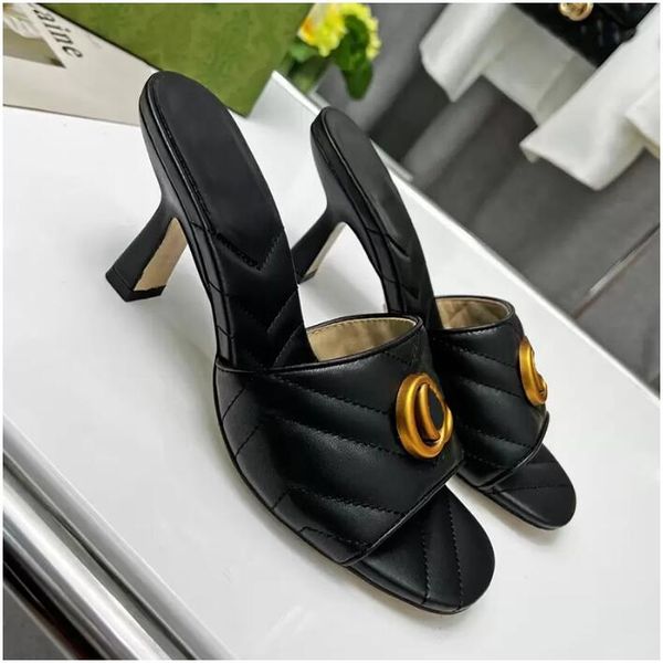 slippers flip flops women 's formal sandals middle heel classic summer lazy designer fashion metal letter leather wedding large 35-43 0, Black
slippers flip flops women 's formal sandals middle heel classic summer lazy designer fashion metal letter leather wedding large 35-43 0, Black