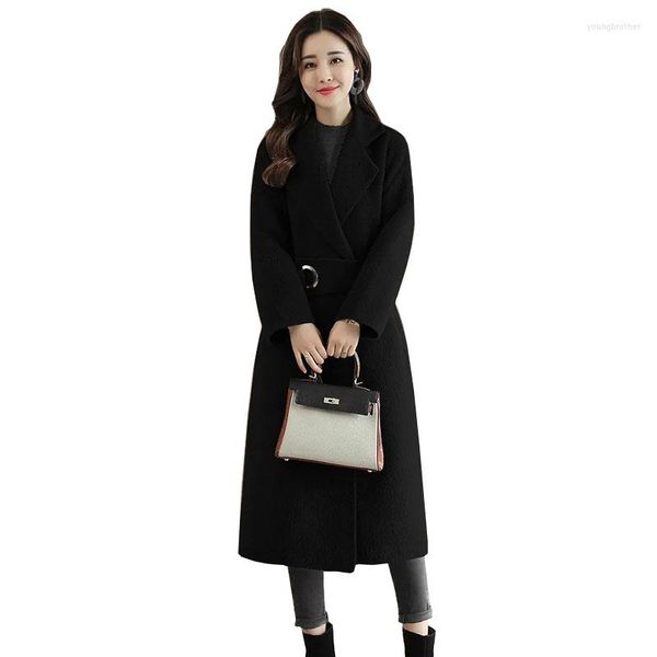 women's wool 2022 women winter coats casual large size loose temperament woolen overcoat wild cashmere trench coat f272, Black
women's wool 2022 women winter coats casual large size loose temperament woolen overcoat wild cashmere trench coat f272, Black