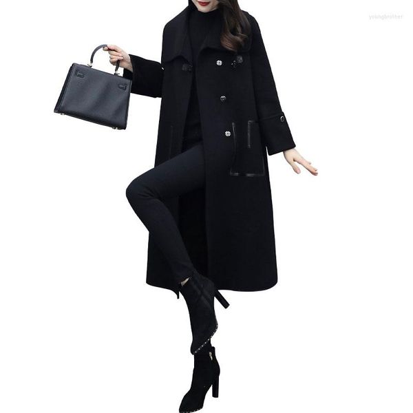 women's trench coats 2022 autumn winter plus size loose mid-length woolen overcoat thickened quiltaned women slim coat f338, Tan;black
women's trench coats 2022 autumn winter plus size loose mid-length woolen overcoat thickened quiltaned women slim coat f338, Tan;black