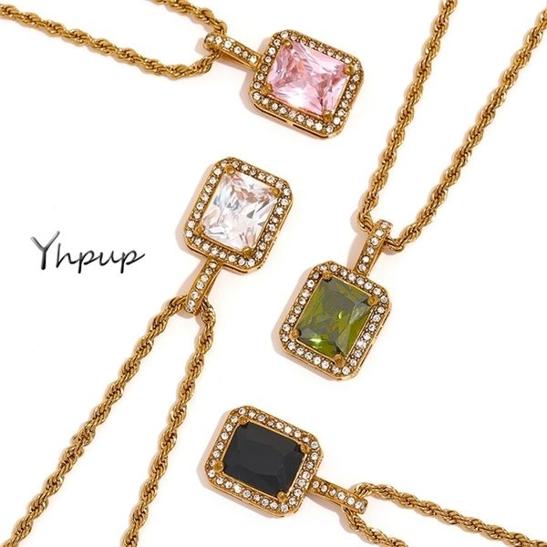 pendant necklaces yhpup luxury bling cubic zirconia stainless steel rope chain square collar exquisite jewelry gift 220924, Silver
pendant necklaces yhpup luxury bling cubic zirconia stainless steel rope chain square collar exquisite jewelry gift 220924, Silver