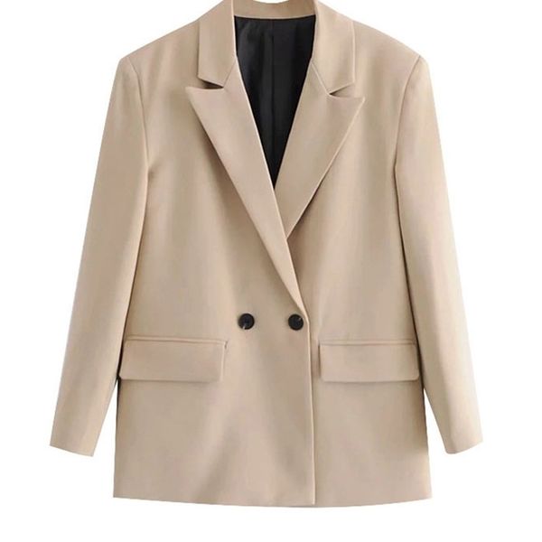 women's jackets traf women fashion double breasted loose fitting blazer coat vintage long sleeve pockets female outerwear chic 220926, Black;brown
women's jackets traf women fashion double breasted loose fitting blazer coat vintage long sleeve pockets female outerwear chic 220926, Black;brown