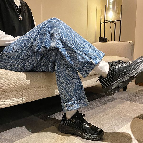 men's jeans cashew flower print jean pants men casual denim elastic waist streetwear straight fashion trouser clothing 220927, Blue
men's jeans cashew flower print jean pants men casual denim elastic waist streetwear straight fashion trouser clothing 220927, Blue