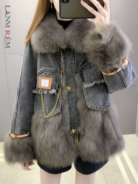 womens fur faux fur lanmrem winter korean version patchwork medium long fur imitation denim coat luxury warm clothing for women 2r5822 22092, Black
womens fur faux fur lanmrem winter korean version patchwork medium long fur imitation denim coat luxury warm clothing for women 2r5822 22092, Black
