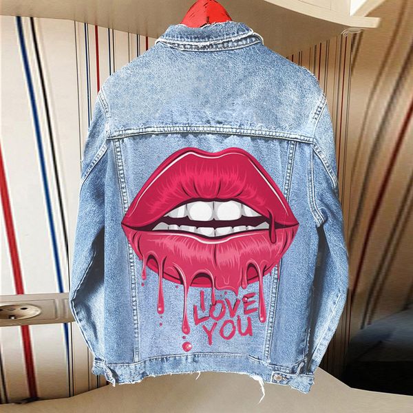 ladies autumn and winter new denim jacket ins street fashion with personalized lip print graffiti denim cotton, Black;brown
ladies autumn and winter new denim jacket ins street fashion with personalized lip print graffiti denim cotton, Black;brown