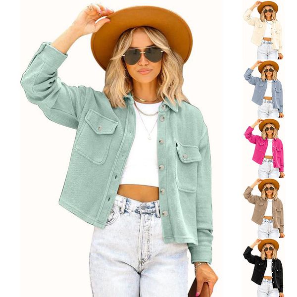 new arrival women's blouses & shirt corduroy fashion long sleeve buttons ladies loose cropped jacket ladies clothing for autumn winter, White
new arrival women's blouses & shirt corduroy fashion long sleeve buttons ladies loose cropped jacket ladies clothing for autumn winter, White