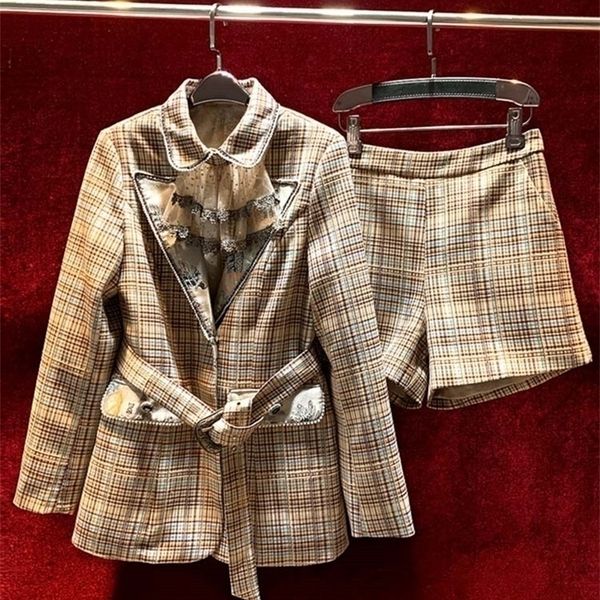 women's two piece pants svoryxiu fashion runway autumn winter vintage print shorts suit lapel button beading sashes coat straight 22092, White
women's two piece pants svoryxiu fashion runway autumn winter vintage print shorts suit lapel button beading sashes coat straight 22092, White